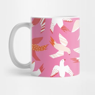 Birds Collage Pink Orange Mug